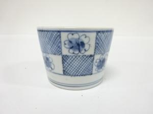 古伊万里　染付　市松　蕎麦猪口